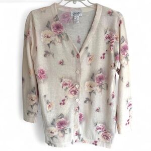 VINTAGE GABRIELLA T. Italian Merino Wool Cardigan Sweater Coquette Romantic Sz M
